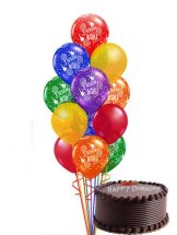 Pink Birthday Cake on Cake And Balloons 50 Mix Blown Balloons 1 Kg Cake Rs 2100 Us   42 00