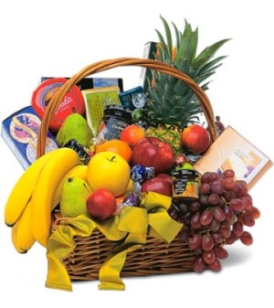 Fruits and Chocolates presented in a Hamper