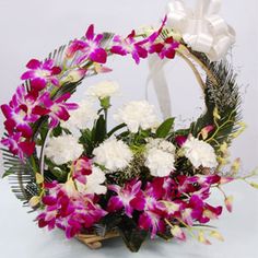 Colorful arrangement of orchids