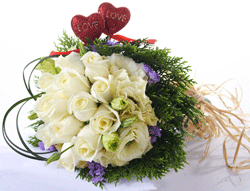 24 White Roses Basket 