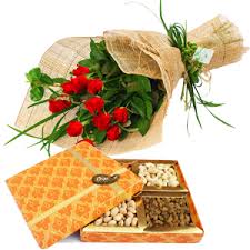 Mix Dry Fruits and 12 roses