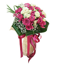 Pink and white roses Basket