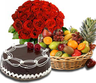 Flowers, Fruits, Cake