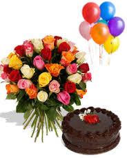 1/2 Kg Cake+6 Balloons+24 flowers Basket