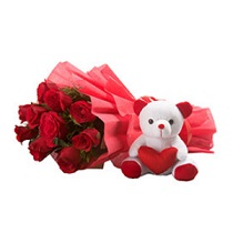 12 Red Roses+Teddy