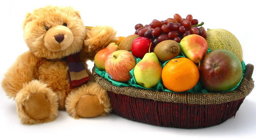 Teddy 10 inches+Fruits Basket 3 Kg