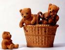 Basket of  3 Teddies