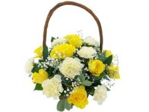 24 Lemon and white flowers basket