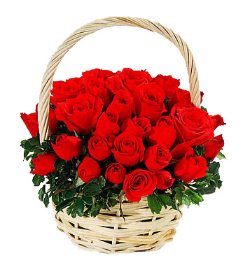 12 Red Rose Basket